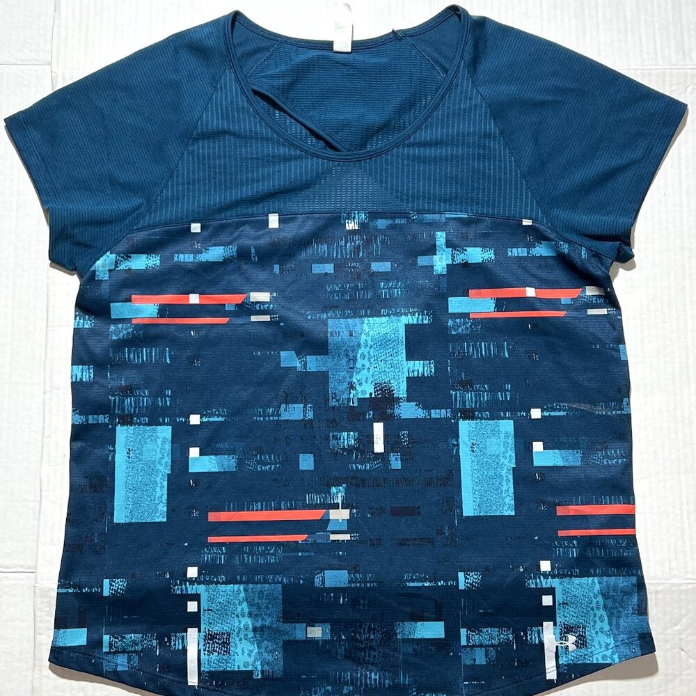 Under Armour Fly By Heat Gear Fitted Mesh Cutout Back Pullover Sport Shirt Top L